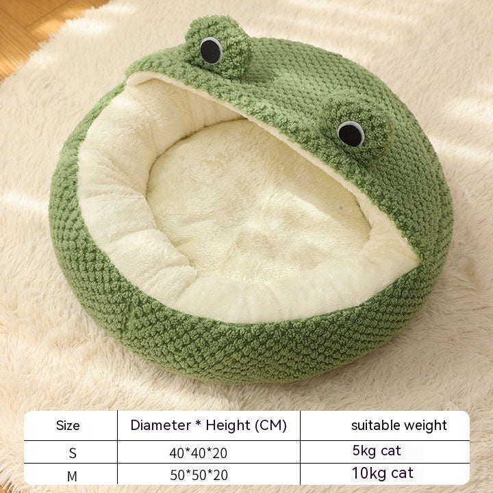 Petivia™ Cozy Frog Pet Nest – Plush Warm Bed for Cats & Small Dogs (Up to 5kg)